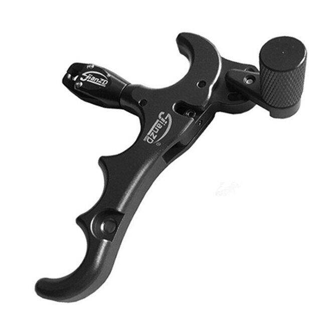 LIZHOUMIL 360°Rotation Thumb Bow Release, Aluminum Alloy 3 Finger Thumb Trigger Caliper Grip Compound Bow Release Aid, Replaceable Bow Release Trigger Caliper Grip Black