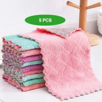 5pcs Microfiber Towel Absorbent Kitchen Cleaning Cloth Non-stick Oil Dish Towel Rags Napkins Tableware Household Cleaning Towel Dish Cloth  Towels