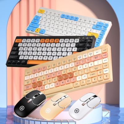 Rechargeable 84 Keys Wireless Keyboard Mouse Combos 2.4 Ghz USB Mute Keyboard and Mice Set Kit for Laptop Tablet PC