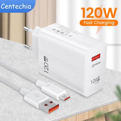 120W USB Charger Fast Charging Power Adapter Quick Charge 5.0 Smart Mobile Phone USB Charger For Xiaomi 13 12 11 For Samsung Wall Chargers
