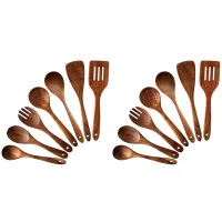 14 PCS Teak Wooden Kitchen Cooking Utensils, Non-Stick Spoons and Spatula Cookware for Home and Kitchen