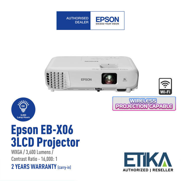 Epson EBX06 XGA 3600 Ansi Lumen 3LCD Projector Wireless Projection