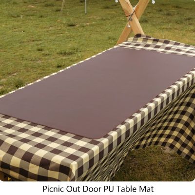 Inyahome Outdoor แคมป์ปิ้ง Placemat ตาราง Mat สไตล์ญี่ปุ่นและเกาหลีผ้าปูโต๊ะบาร์บีคิวพับ PU เสื่อปิกนิกทำความสะอาดง่าย