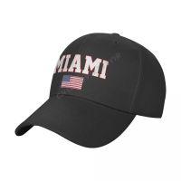 หมวกเบสบอล Miami America Flag USA United States City Wild Sun Shade Peaked Adjustable Outdoor Caps