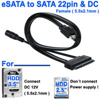 สาย eSATA Power ESATA Combo to SATA 22pin &amp; DC Female ( 5.5x2.1mm ) Cable adapter for 3.5" 2.5" Hard Disk Data Cable 50cm