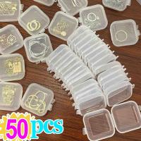 5-50Pcs/Lot Plastic Mini Square Storage Box Clear Flip Cover Small Carrying Case Pill Jewels Dustproof Storage Pack Wholesale