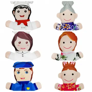 6 Pcs Family Hand Puppets 12 Inch Grandparents, Mom & Dad, Brother & Sister  Plush Hand Puppet Toys Role-Play Toy Puppets for Kids Storytelling