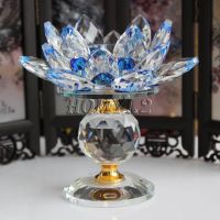 [HOMYLcfMY] Crystal Buddhist Lotus Big Tealight Candle Holder Butter Light Lamp Base