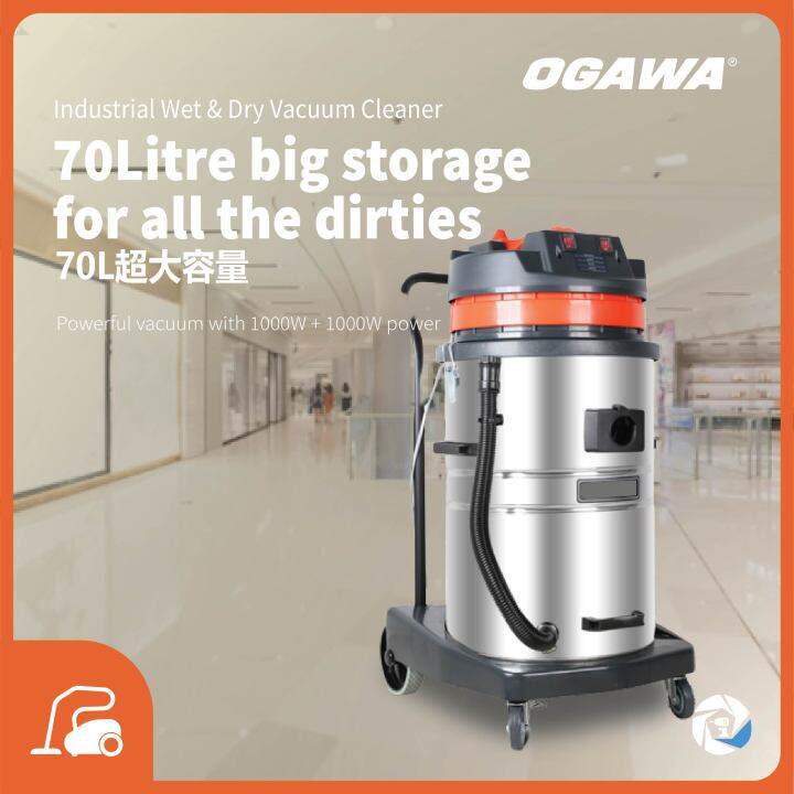 OGAWA BF580 INDUSTRIAL VACUUM CLEANER WET DRY STAINLESS STEEL 2000W 70L (HEAVY DUTY) Lazada