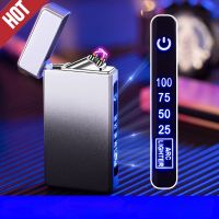 2023 New Double Arc Plasma Lighter with Digital Display Rechargeable Flameless Windproof Lighter Gift for Men