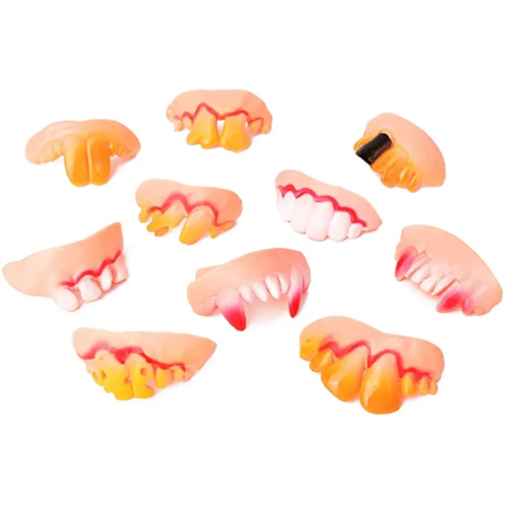 10 Pcs Halloween Ugly Teeth Funny Party False Rotten Teeth Prop Denture  Model Prank Funny Tricks Funny Joke Fake Teeth | Lazada