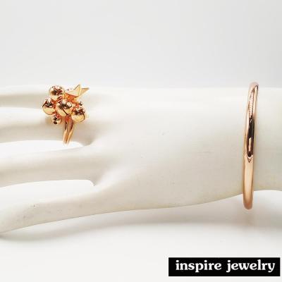 Inspire Jewelry ,ชุดเซ็ท กำไลและ แหวนชุบทองชมพูอย่างหนาพิเศษ เพื่อความคงทนแข็งแรง ใส่ดี ไม่ดำ แหวนฟรีไซด์ กำไลปิดเปิดได้ งานจิวเวลลี่ Hand made
