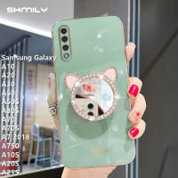 เคสโทรศัพท์ซิลิโคน A50S A50สำหรับ Samsung กาแล็คซี่ A10 A20 A30เคสโทรศัพท์กระจกเคสนิ่มเคลือบอิเล็คโทรเพลท A30S A750 A7 A10S ยอดนิยมแต่งหน้าทำจากพลอยเทียมรูปแมวน่ารักสุดหรูและทันสมัย