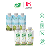 Combo 6 hộp nước dừa Vico Fresh 330ml 3 Tắc, 3 Natural