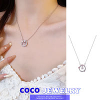 COCOJEWELRY 2023ใหม่สร้อยคอผีเสื้อเพชรสีชมพูสำหรับผู้หญิงสไตล์เย็นอเนกประสงค์เหล็กไทเทเนียมโซ่ไหปลาร้าแสงเครื่องประดับแฟชั่นหรูหรา