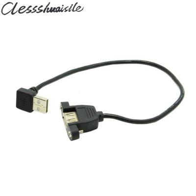 30cm 90 Degree Up Direction Angled USB 2.0 A Male Connector to Female Extension Cable With Panel Mount Hole