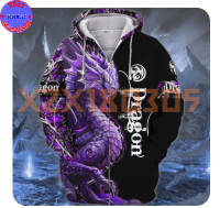 【xzx180305】Personalized Name Galaxy Dragon And Wolf - 3D Printed Pullover Hoodie 12