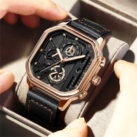 NEKTOM 2021 New Watches Square Sport Mens Watches Waterproof Full Leather Quartz Gold Clock Man Watches Luminous Wristwatch