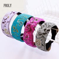 【CW】 PROLY New Fashion Headband Turban Wide Side folk-custom Embroidery Hairband Hair Accessories