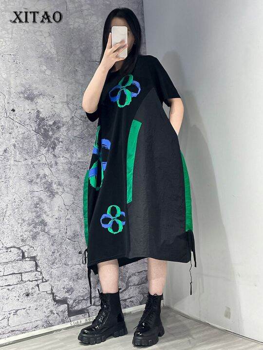 xitao-dress-loose-fashion-casual-women-flower-print-t-shirt-dress