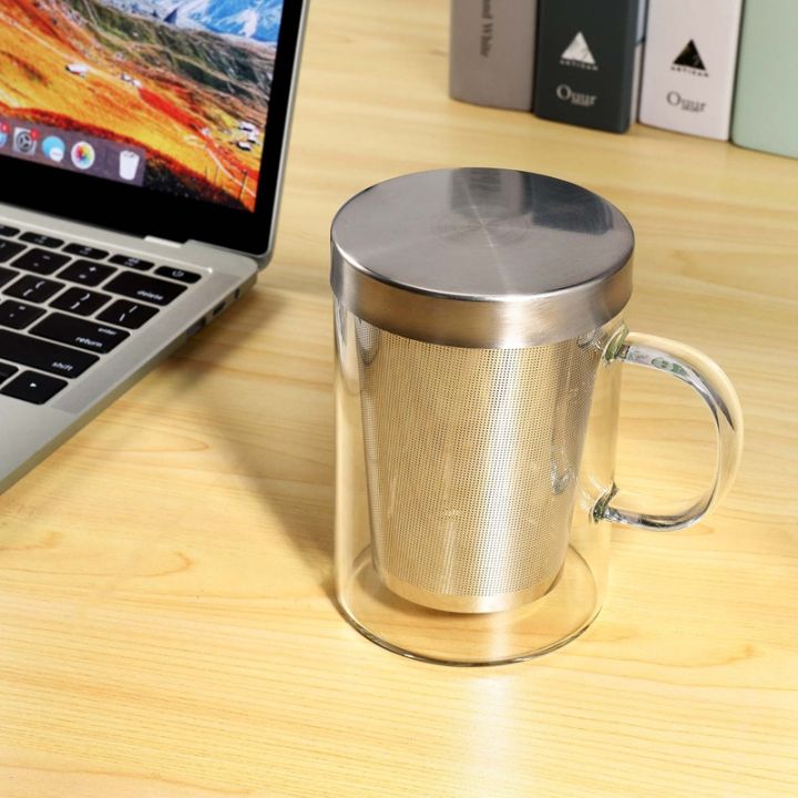 500Ml Travel Heat-Resistant Glass Tea Infuser Mug With Stainless Steel Lid  Coffee Cup Tumbler Kitchen