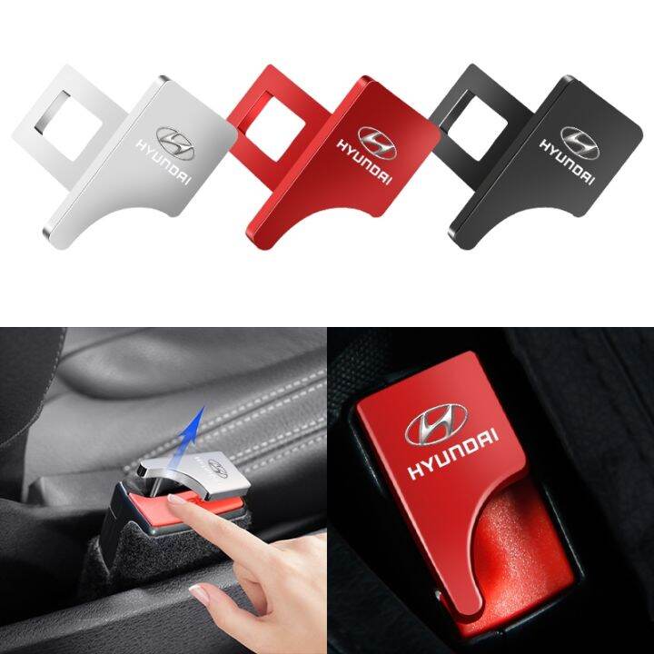 ♂♀ Car Logo Seat Belt Buckle Eliminator Safety Belt Clip For Hyundai i10 Elantra Getz Sonata XG