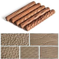 Pottery Tools Wood Hand Rollers for Stamp Pattern Roller Pattern Ceramic Clay Sculpting Tools  Polymer Molds Picture Hangers Hooks