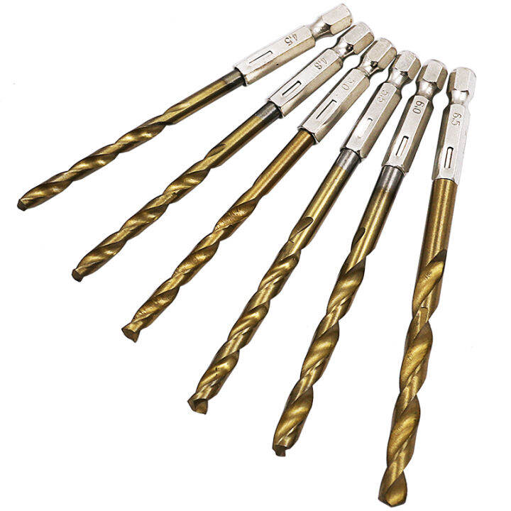 hh-ddpj13pcs-lot-hss-high-speed-steel-titanium-coated-drill-bit-set-1-4-hex-shank-1-5-6-5mm