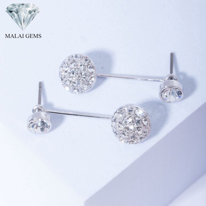 malai-gems-ต่างหูเพชร-เงินแท้-silver-925-เพชรสวิส-cz-เคลือบทองคำขาว-รุ่น11012778-แถมกล่อง-ต่างหูcz-ต่างหูเงินแท้