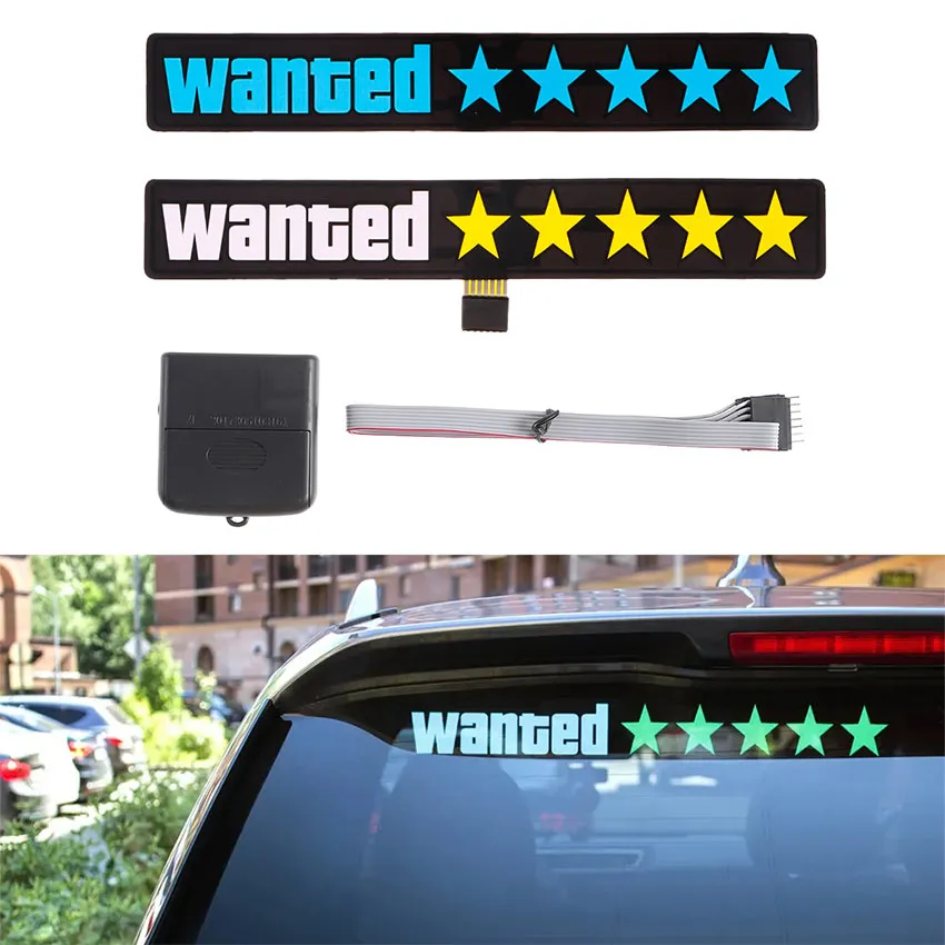 【LED Llluminated Car Sticker】Fashion Windshield Electric LED Wanted Car Window Sticker Auto Moto Safety Signs Car Decals Decoration Sticker