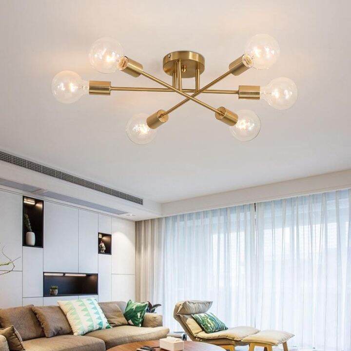 โคมไฟเพดานสีทอง-โคมระย้ารูปทรงเรขาคณิต-ไฟที่ทันสมัย-sputnik-chandelier-brushed-antique-gold-geometric-ceiling-light