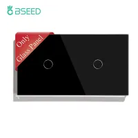 BSEED EU Standard Wall Glass Panel With Metal Base DIY Part For Touch Light Switch 157*86mm Crystal Glass Cover Only