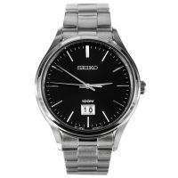 Seiko Classic Mens Dress Watch Black/Silver Stainless Strap  SUR023P1