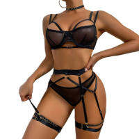 5Pcs ชุดชั้นในชุดชั้นในเซ็กซี่โปร่งใส 5Pcs Women Sexy Transparent Lingerie Set Perspective Ultra-thin Lace Bra See Through Shaping Sheath Shorts Sexi【Sekexi-074】