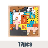 Kids Wooden 3D Puzzle Toys Solid Wood Forest Animal Traffic Tetris Puzzle Wooden Board Game Fine Motor Training Educational Toys
