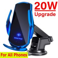 20W Wireless Charger Car Mount Phone Holder For Iphone 14 13 12 Pro Xiaomi Samsung S10 S20 S21 Induction Fast Charging Station