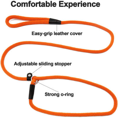 Dog Leash 6 FT Rope Leashes Durable High Strength Polyester Material Soft Wear-Resistant Slip Lead Ring Design Easy to Slip on