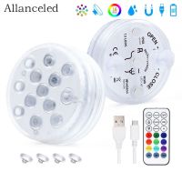 USB Rechargeable Sucker Submersible Light Waterproof Remote RGB Underwater Light For Hmoe Party Aquarium Pool Bathtub Vase Decor