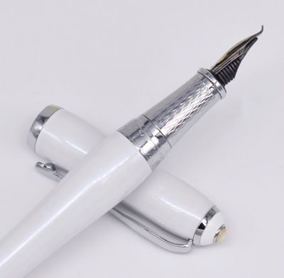 Duke Elegant การประดิษฐ์ตัวอักษร Fude Nib Fountain ปากกา Medium Classic Writing Gift Pen , White Color Business Office Home Supplies