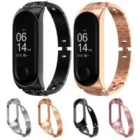 For Xiaomi Mi Band 3 4  Wrist Bracelet Stainless Steel with rhinestone luxury watchband for Xiao Mi Band 3/4 band Wristbands Smartwatches