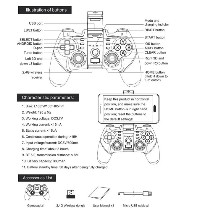 แป้นเกม-ipega-pg-9076-bt-2-4g-ตัวควบคุมคอนโซลเกมไร้สายทริกเกอร์คันบังคับเกมจอยสติ๊กสำหรับพีซีทีวี-p3สีดำ