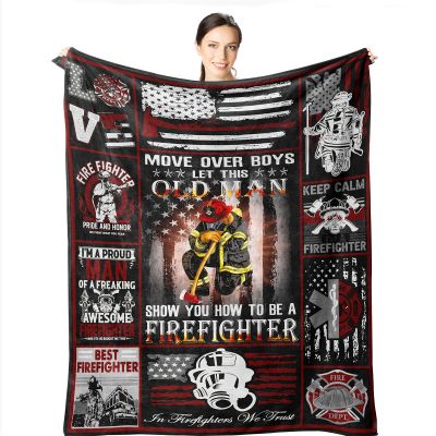 （in stock）Firefighter gift blanket father-in-law son boyfriend blanket firefighters birthday gift firefighter hero throws blanket（Can send pictures for customization）