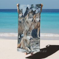 【cw】 Wolf Pack Print Sand-free Wolves Beach Pool Face Dry Hand 【hot】 1