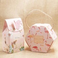 New style diy 10PCS pink flamingos Candy Bag Box for Party Table Decoration/Event Party Supplies/Wedding Favours Gift Boxes