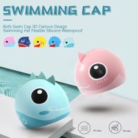 【CW】Swimming Cap Cute Swim Hat Cartoon Fish Shark Silicone Waterproof Summer Pool Ear Protector for Girl Boy Baby Kids Children