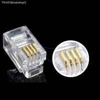 ﹉✸ 100Pcs Crystal Head RJ11 4P4C Modular Plug Gold Plated Brand New Network Connectors