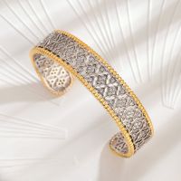 【lz】❧  Buccella ofício italiano 18k banhado a ouro vintage pulseira aberta oco favo de mel esculpido ouro senhoras pulseira acessórios