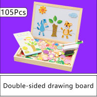 100+Pcs Montessori Wooden Toys Multifunction Kids Animal Puzzle Magnetic Drawing Board Blackboard Educational Toys For Children