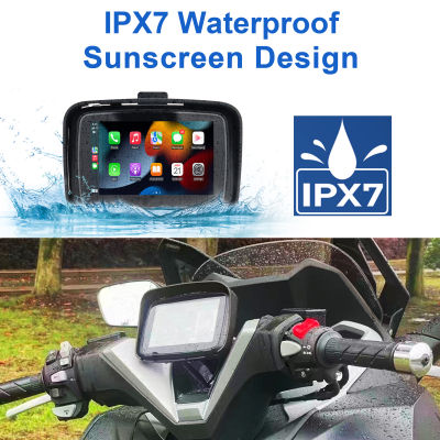 กันน้ำ IPX7 Moto รถจักรยานยนต์5นิ้วไร้สาย Apple CarPlay Android หน้าจออัตโนมัติ motobike Navigator B T GPS หน้าจอ
