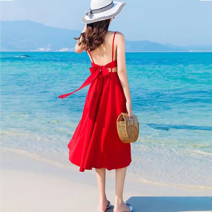 Lain new Bali strapless dress high waist show slim beach skirt beach ...